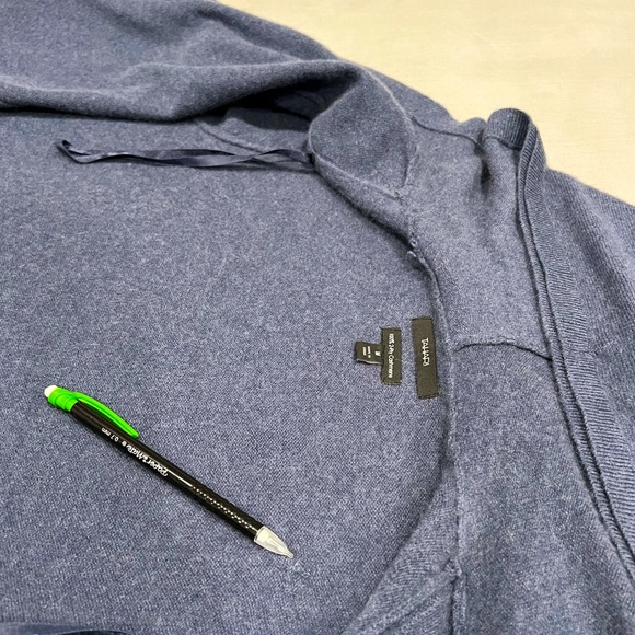 Tahari Hooded Cashmere Long Cardigan Sweater Coat Wrap Blue Womens M - Picture 16 of 17